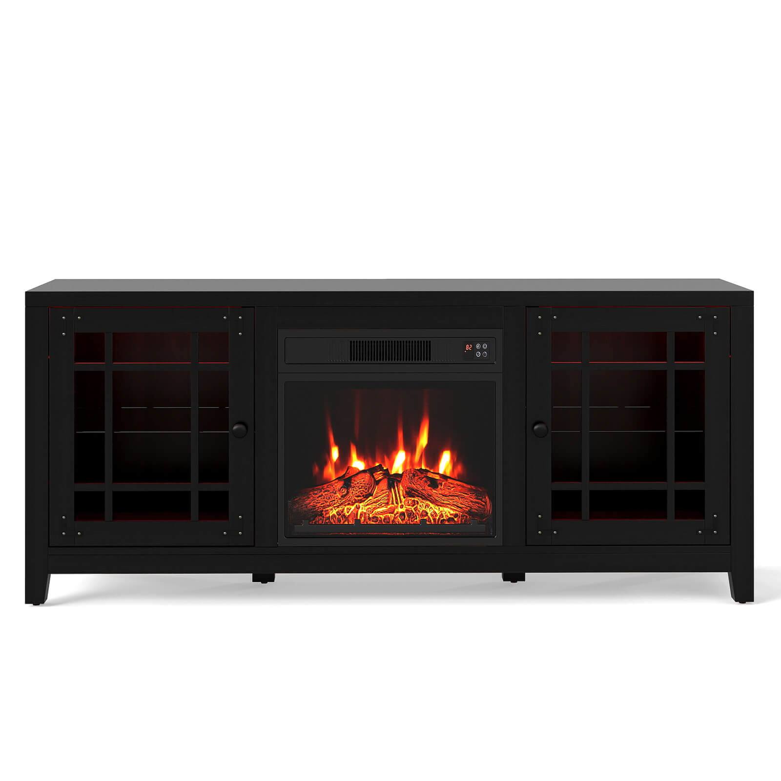 Alt View 9. Costway - Costway 58" Fireplace TV Stand with LED Lights & 18" Electric Fireplace, Remote Controls - Black.