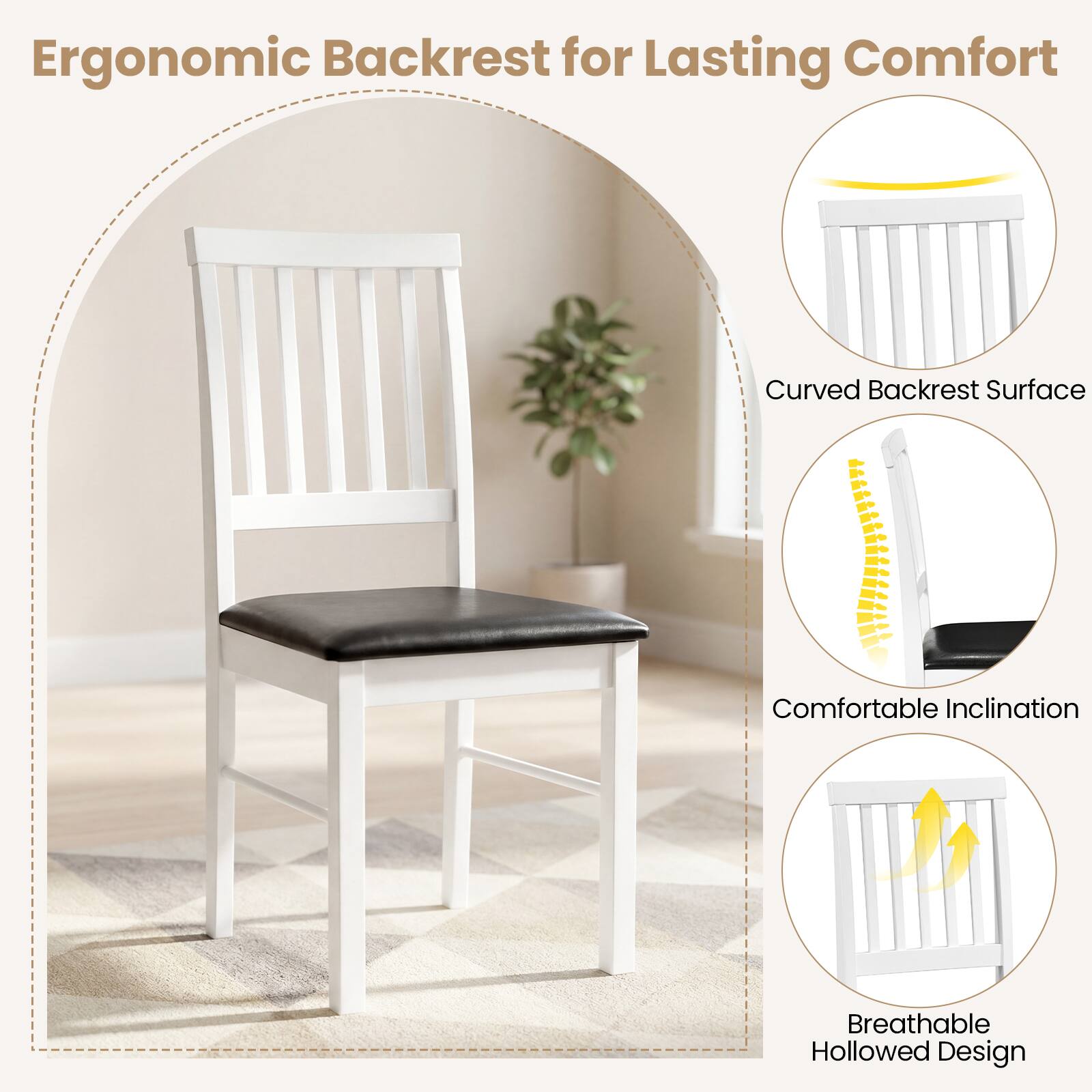 Ergonomic Backrest for Lasting Comfort

- Curved Backrest Surface
- Comfortable Inclination
- Breathable Hollowed Design