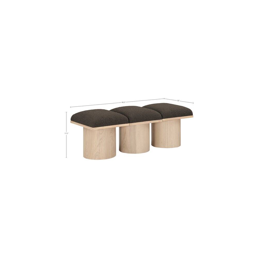Alt View 4. Meridian Furniture - Pavilion Brown Boucle Fabric Bench - Brown.