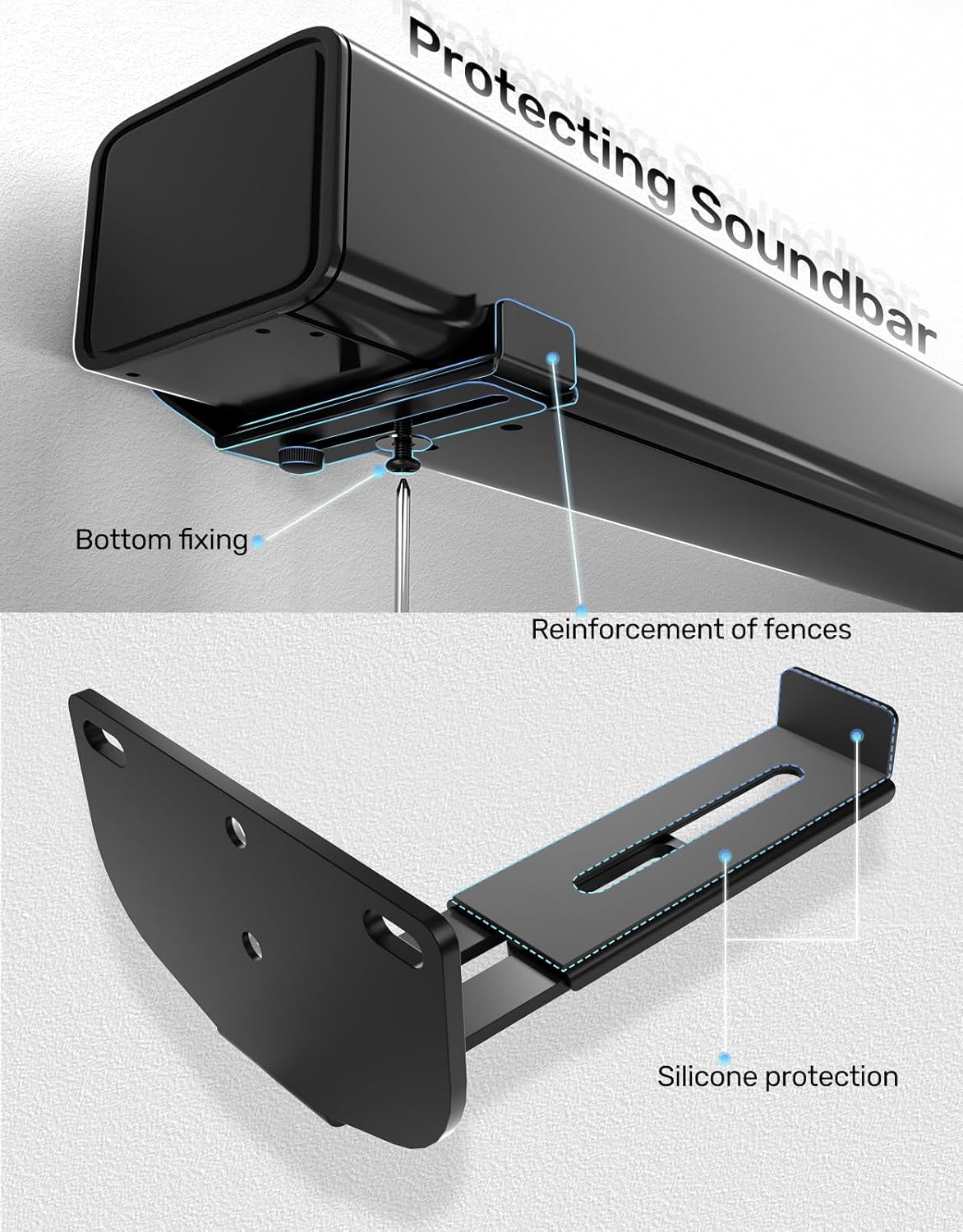 Protecting Soundbar

- Bottom fixing
- Reinforcement of fences
- Silicone protection