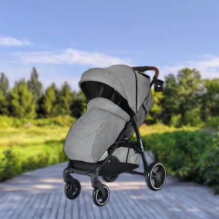 Front. Hivvago - Elevated Baby Stroller with Single-Hand Folding Design - Gray.