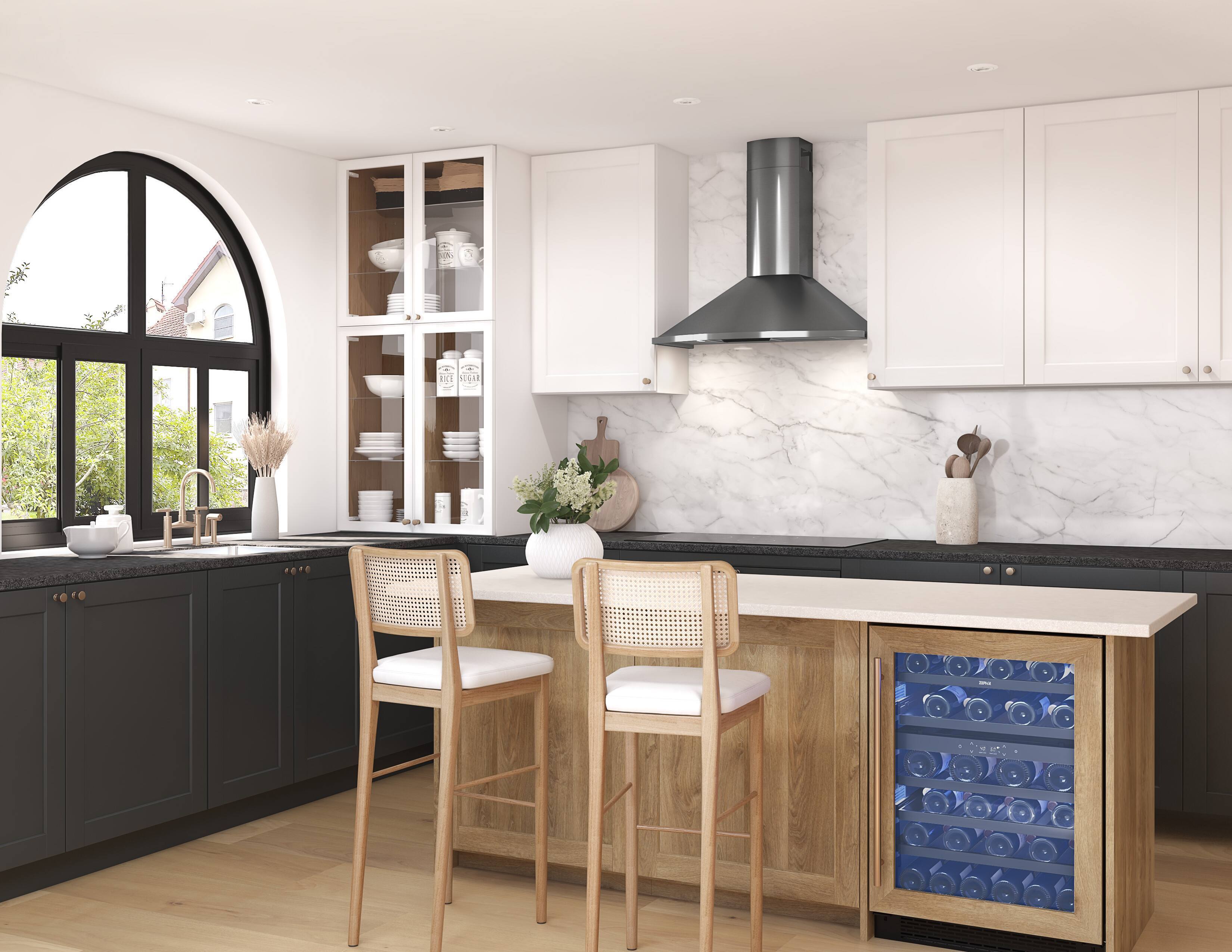 Alt View 13. Zephyr - Savona 36 in. 600 CFM Wall Mount Range Hood with LED Light - Black Stainless Steel.