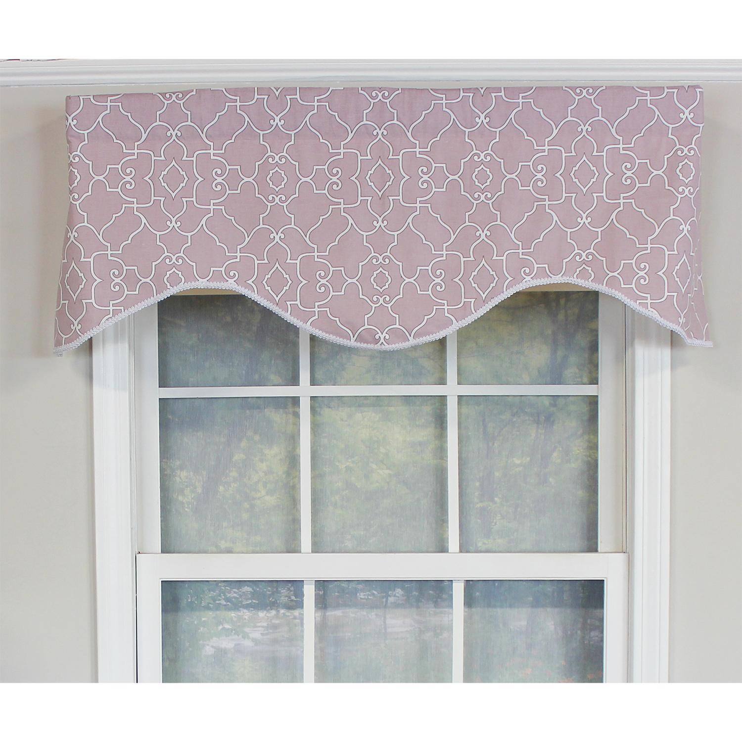 Angle. RLF Home - RLF Home Haven Trimmed Cornice 100% Cotton with Fully Lined 3" Rod Pocket Valnance for Windows 50" x 17" Quartz - Quartz.