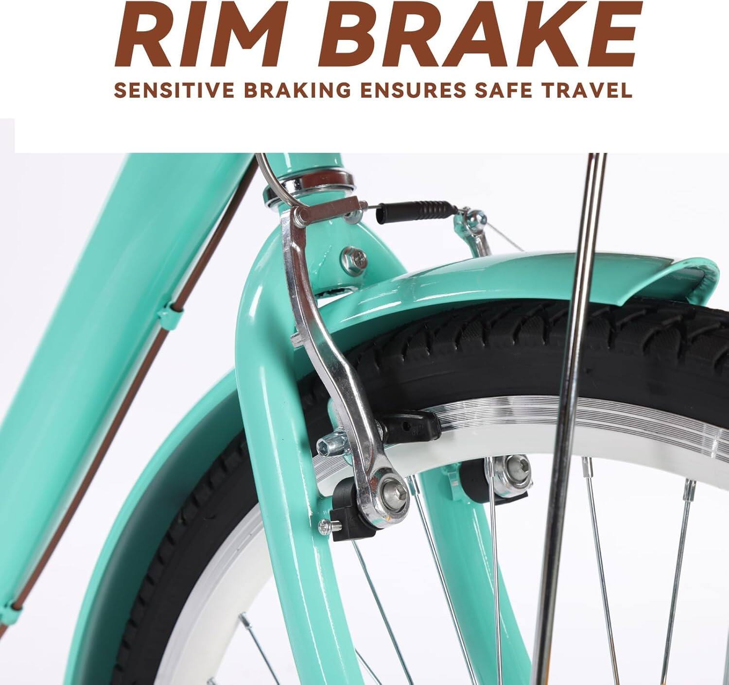 RIM BRAKE  
SENSITIVE BRAKING ENSURES SAFE TRAVEL
