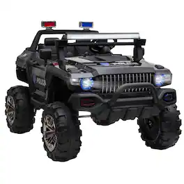 Aosom - 53" L 2-Seater 12V Police Car Ride On Truck w/Remote, Electric Car for Kids w/Suspension, MP3, Lights, Music, Horn