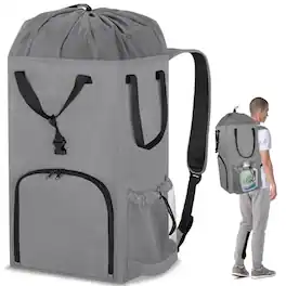 Cozy Serene - Laundry Bag Backpack Extra Large 110l Stand Up Travel Heavy Duty Landry Bags With Shoulder Straps Collapsible And - Gray