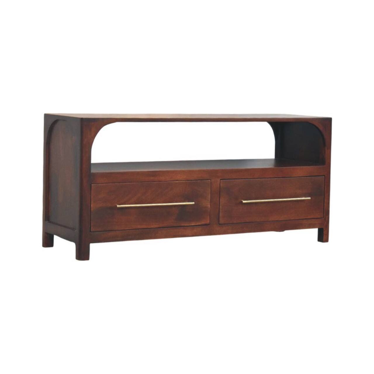 Angle. Artisan Furniture - Artisan Furniture Solid Wood Arched Edge 2 Drawer Media Unit - Brown.
