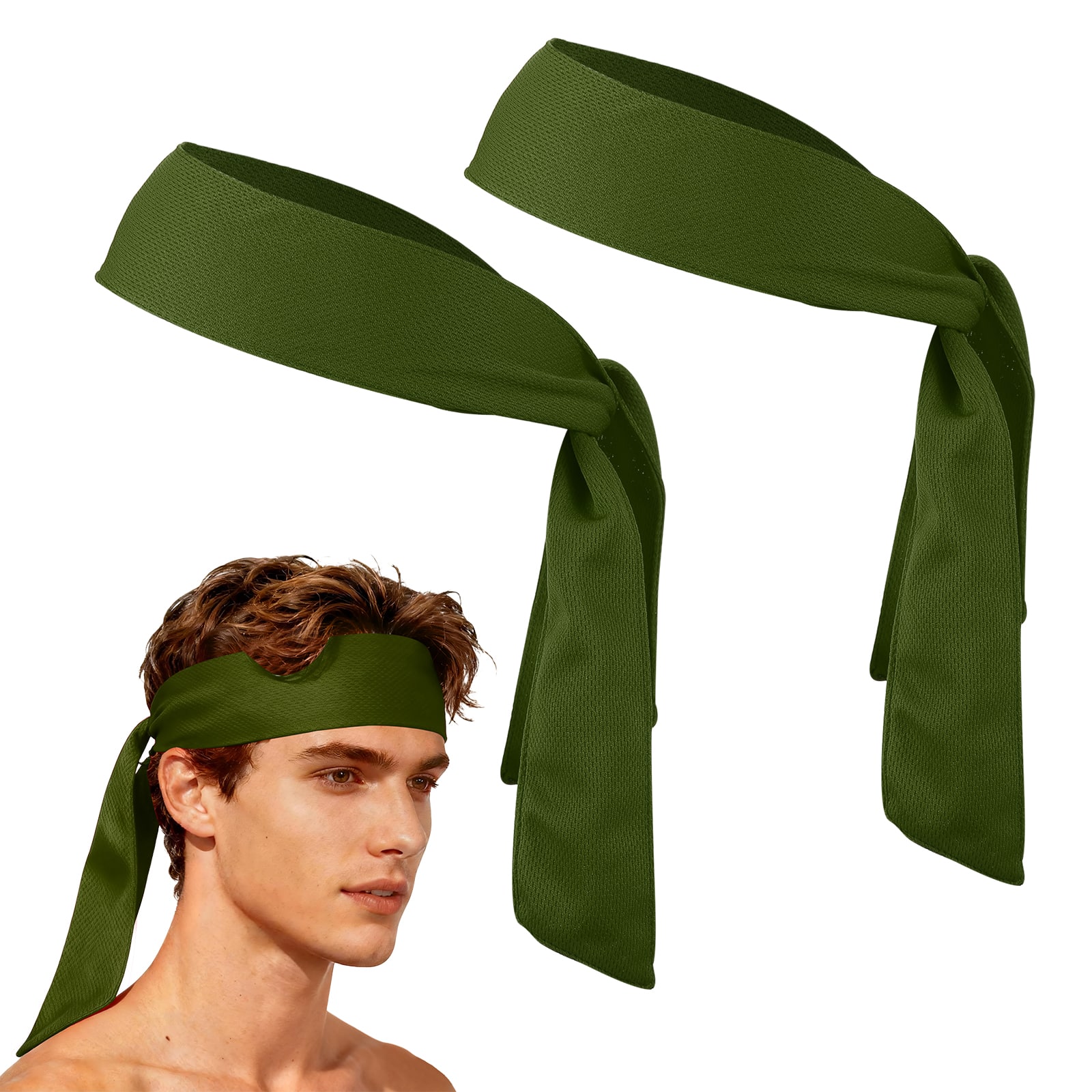 Unique Bargains - Tie Sweatband Headband, Adjustable Non-Slip Moisture Wicking Athletic Headband, 2pcs - For Tennis/Karate/Workout/Yoga - Dark Green price history on PriceWatchPro