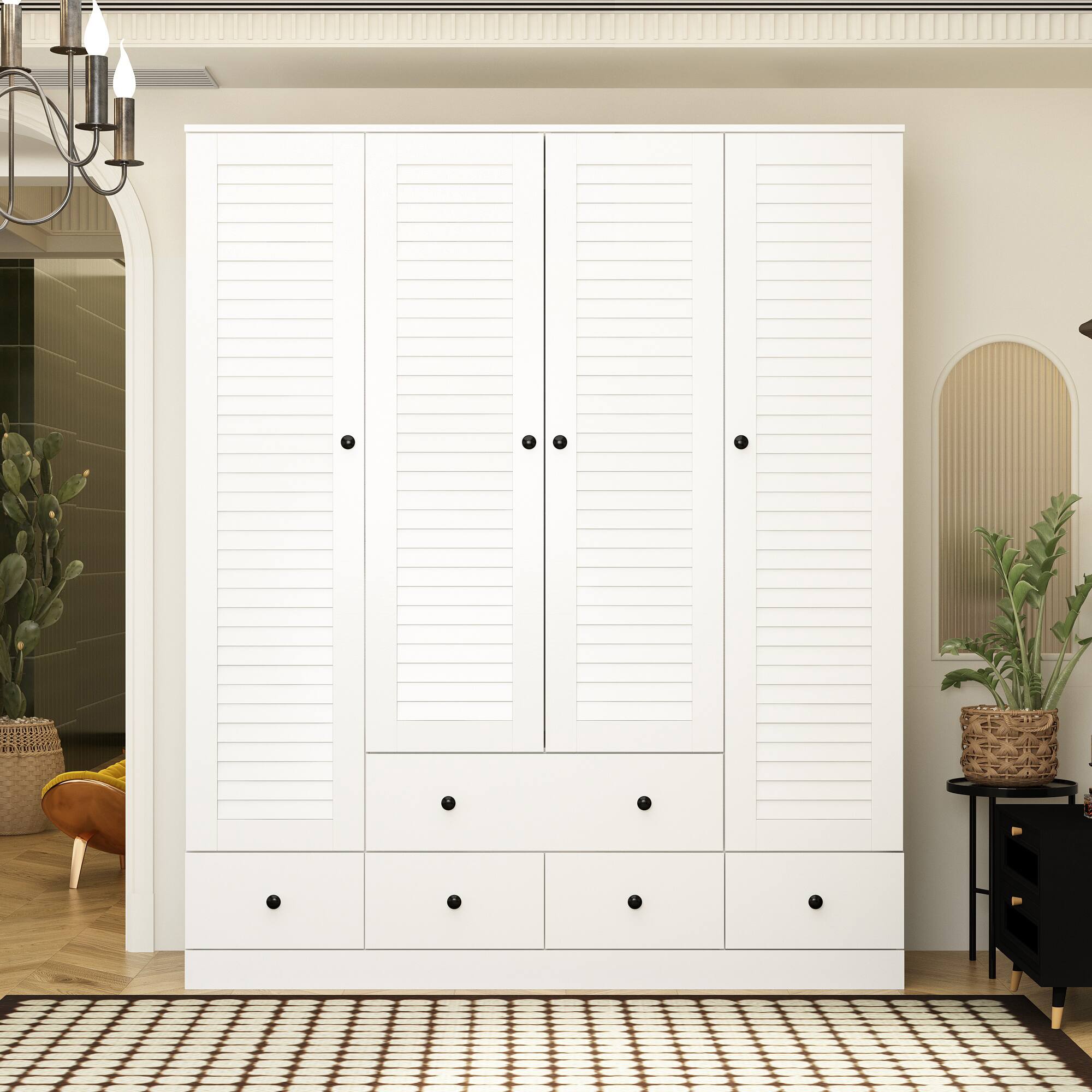 Alt View 2. FUFU & GAGA - FUFU&GAGA Shutter - Door Wardrobe: Organized Storage with Anti - Tip Safety & Classic Design - White.