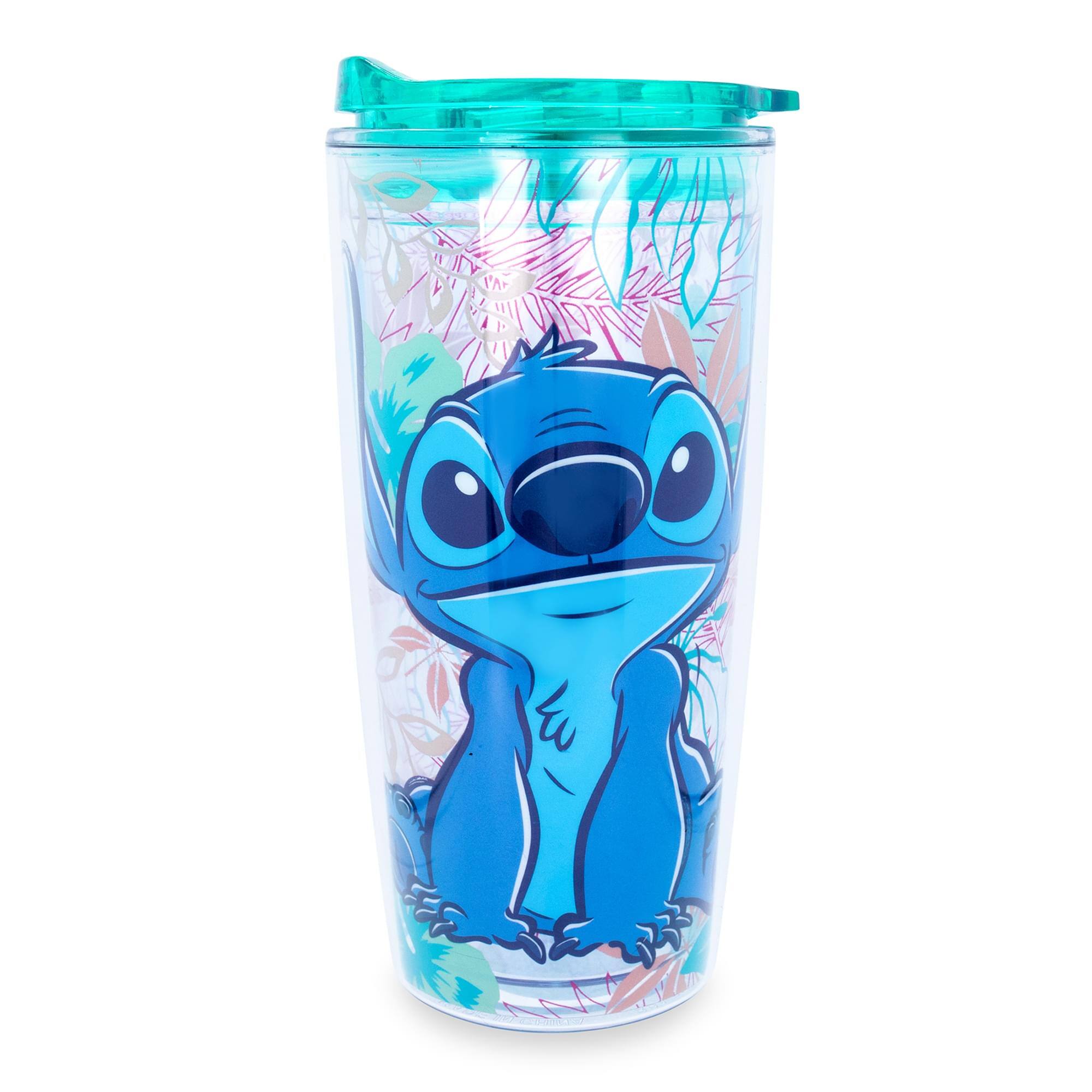 Front. Silver Buffalo - Disney Lilo & Stitch Travel Tumbler with Slide Close Lid | Holds 20 Ounces - Blue.
