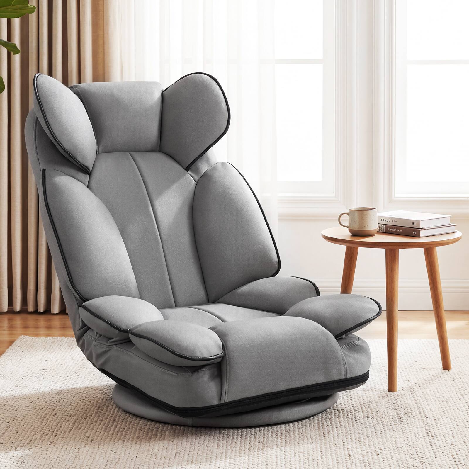 Costway 360 Degree Swivel Floor Gaming Chair, Folding Lazy