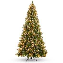 Best Choice Products - 4.5ft Pre-Lit Pre-Decorated Holiday Christmas Pine Tree w/ Flocked Tips, 175 Lights, Base - Green - Flocked Green