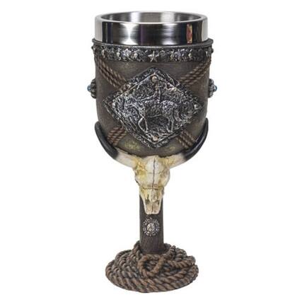 Front. Pacific Trading - Western Cowboy Wine Goblet Chalice Cup Resin Body Stainless Steel Cup 6 ounce - Multicolor.