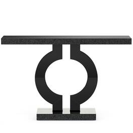 Kadyn - Entryway Table, Console Sofa Table,43" Mirrored Console Table, Modern Silver Sofa Table with O-Shaped Base - Black