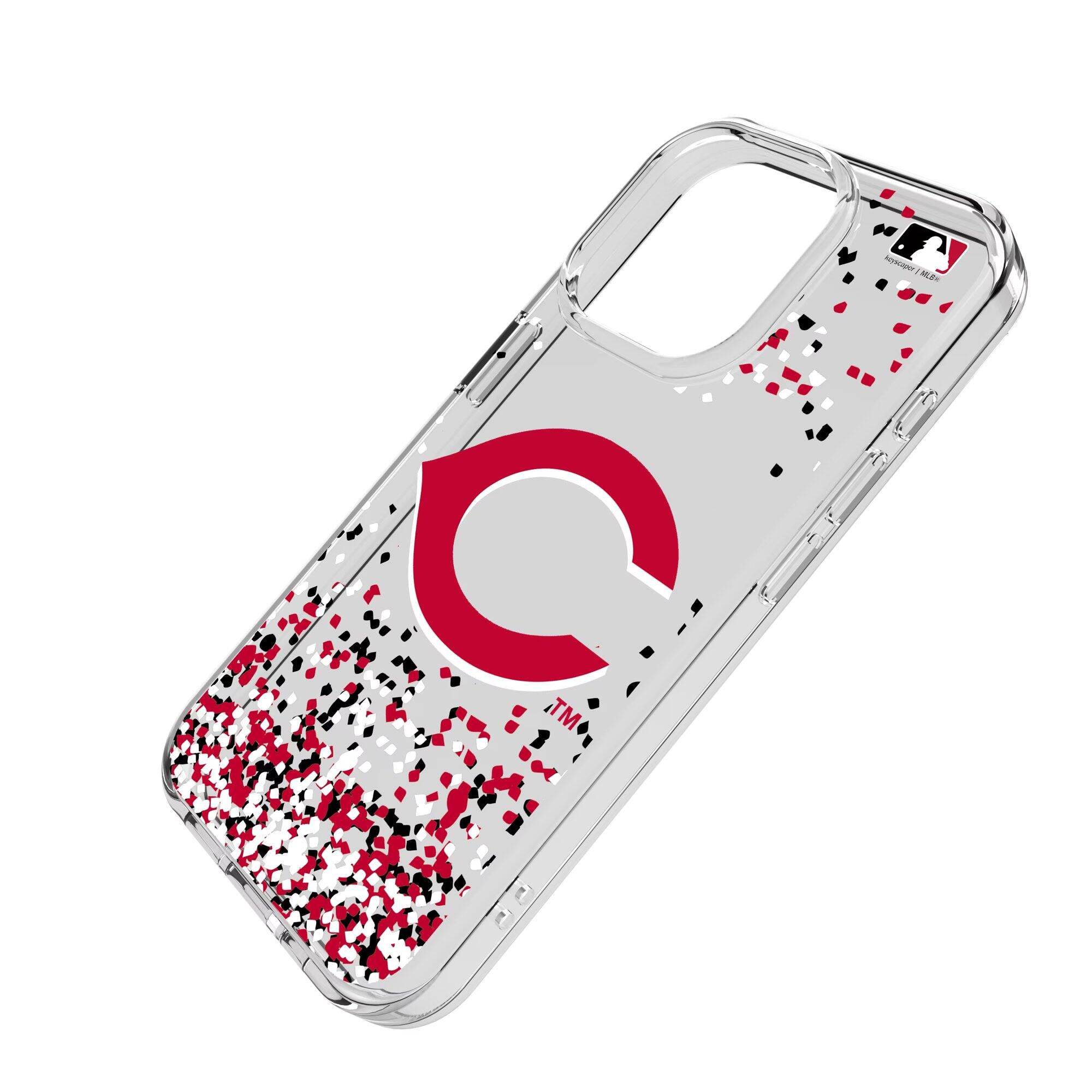 Alt View 1. Keyscaper - Cincinnati Reds iPhone Confetti Design Clear Case - 14 - Multicolor.