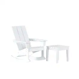 WestinTrends - Ashore 2-Pieces Set Modern Plastic Outdoor Rocking Chair with Square Side Table - White