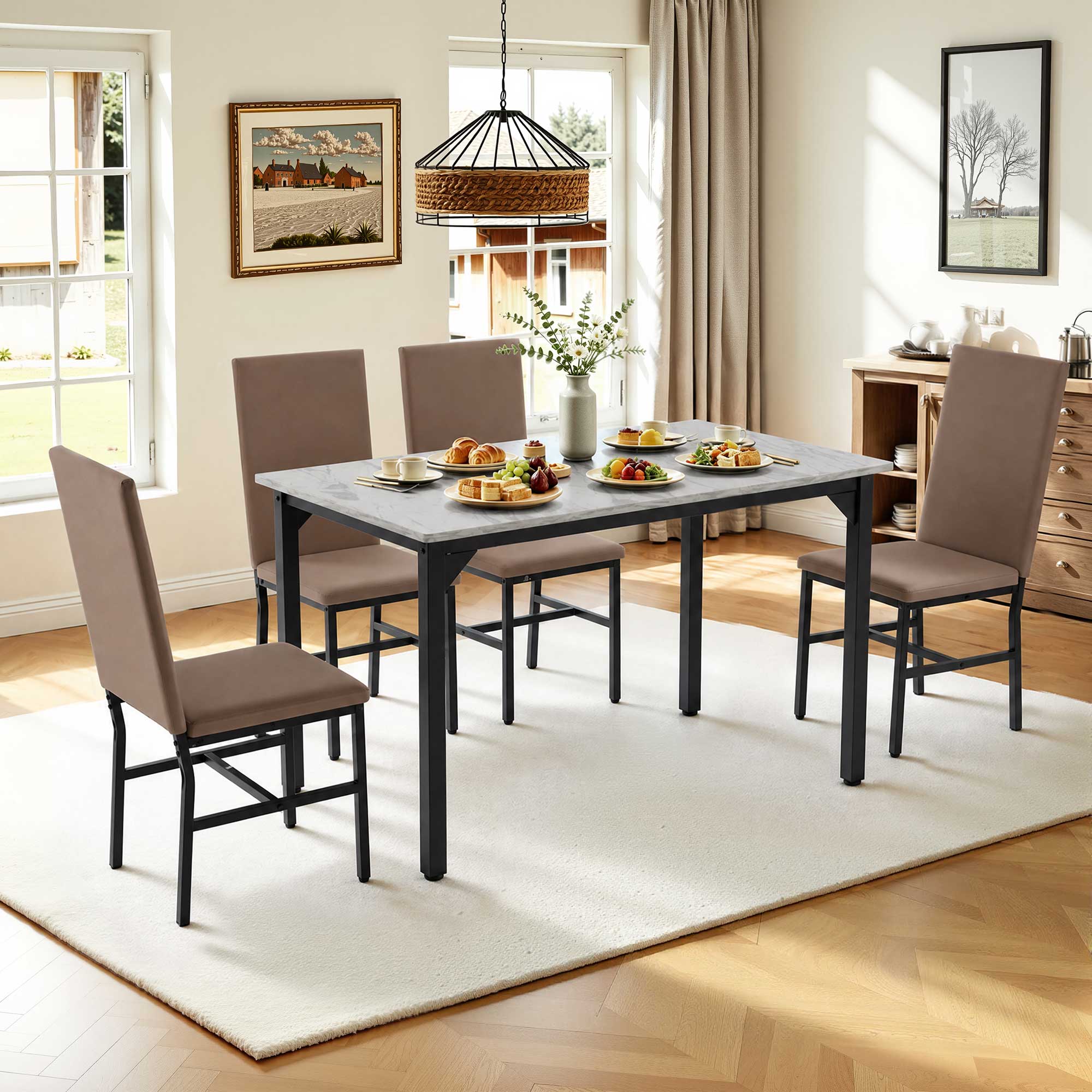 Khaki Chair + White Tabletop