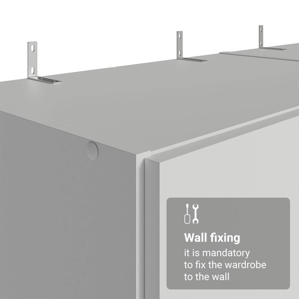 Wall fixing  
it is mandatory to fix the wardrobe to the wall