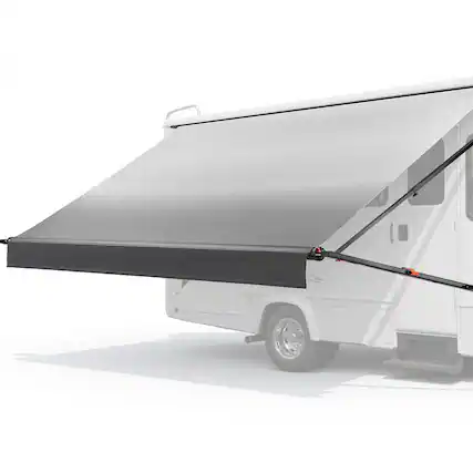 Front. VEVOR - Manual RV Awning Complete Kit, 14.12FT Retractable RV Awning with Aluminum Alloy Frame & Waterproof PVC Fabric - Gradient Black.