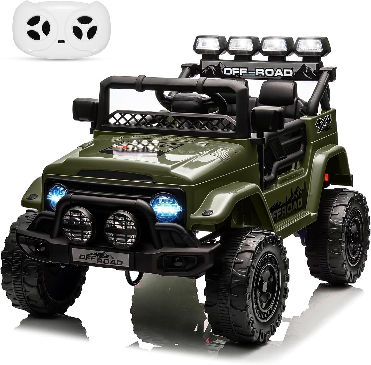 Homhougo - 12V Ride On Truck for Kids, Battery Powered, LED Lights, Outdoor Toy