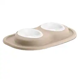 WeatherTech - Double Low Pet Feeding System | Compact Pet Food and Water Station - 8oz (1 Cup) BPA-Free Plastic Bowls - Tan