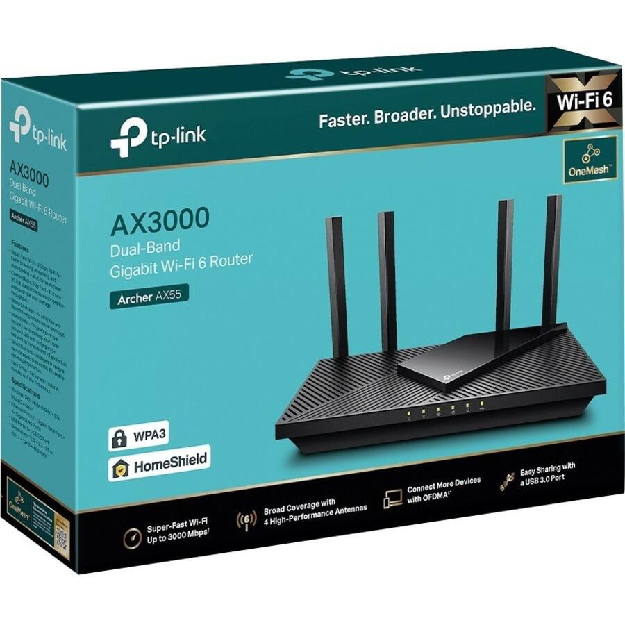 TP Link Archer AX55 Wi Fi 6 IEEE 802.11ax Ethernet Wireless Router