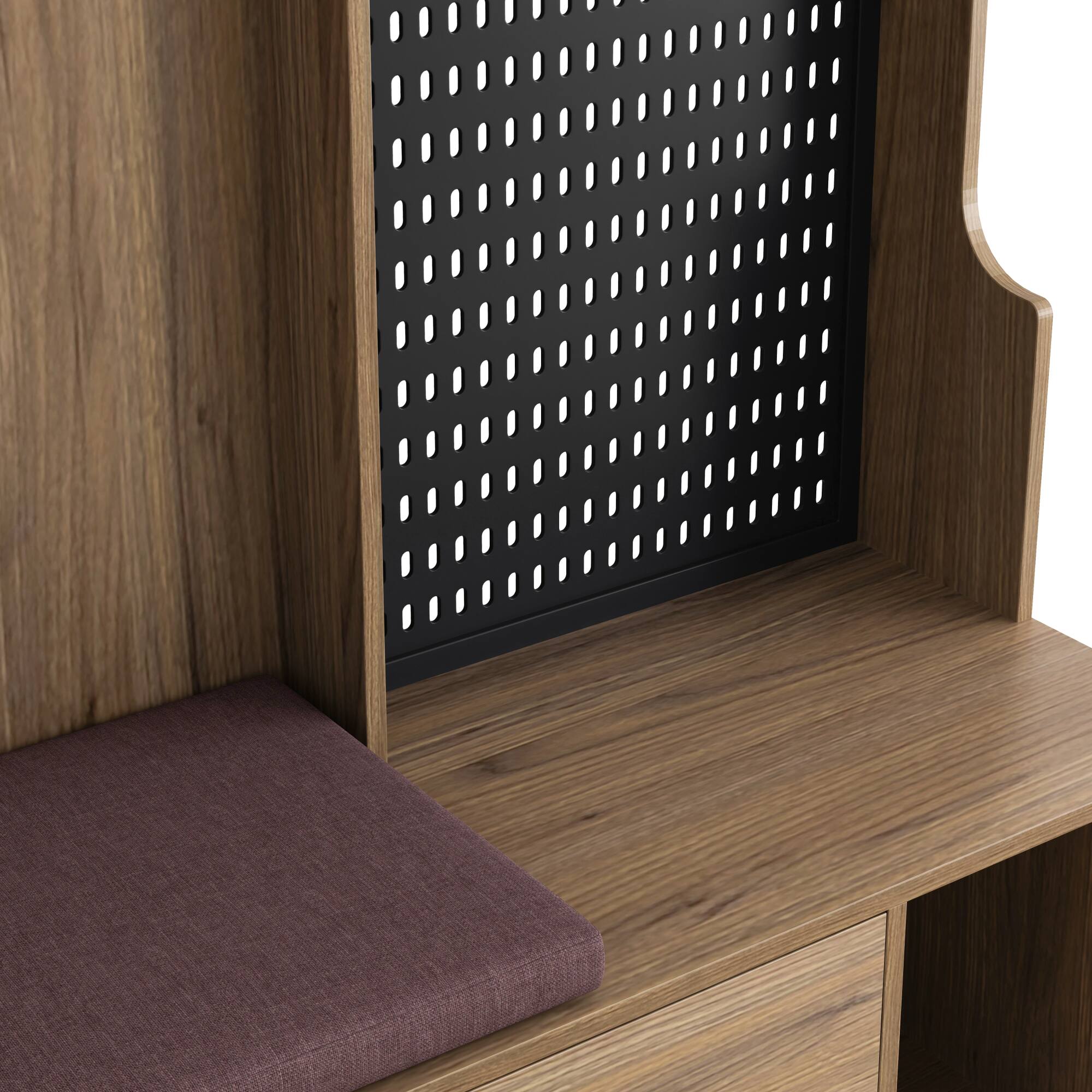 Alt View 10. GOODSILO - Multifunctional Entryway Storage Bench with Coat Rack, Shelves, and Customizable Pegboard for Organized Home Entry - Brown.