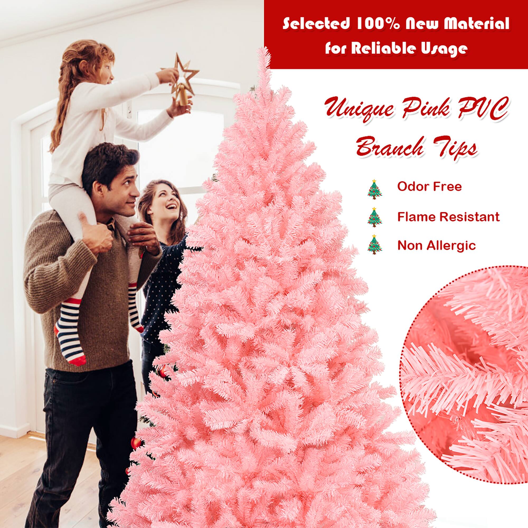 Selected 100% New Material for Reliable Usage Unique Pink PVC Branch Tips Odor Free Flame Resistant Non Allergic