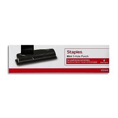Staples Mini 3-Hole Punch  
For small amounts of paper  
6 ST21419