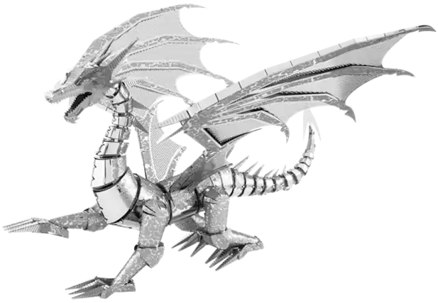 Front. Metal Earth - Metal Earth Premium Series Silver Dragon 3D Metal Model Kit Fascinations - Silver.