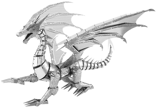 Front. Metal Earth - Metal Earth Premium Series Silver Dragon 3D Metal Model Kit Fascinations - Silver.