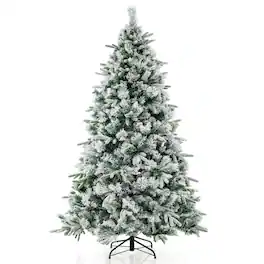 Kadyn - Home Party Christmas Tree Decorations,6/7.5/9 Feet Pre-Lit Artificial Christmas Tree Snow Flocked Hinged-9 FT - White