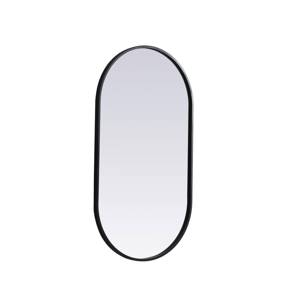 Alt View 1. Elegant Decor - Metal Frame Oval Mirror 20x36 Inch in Black - Black.