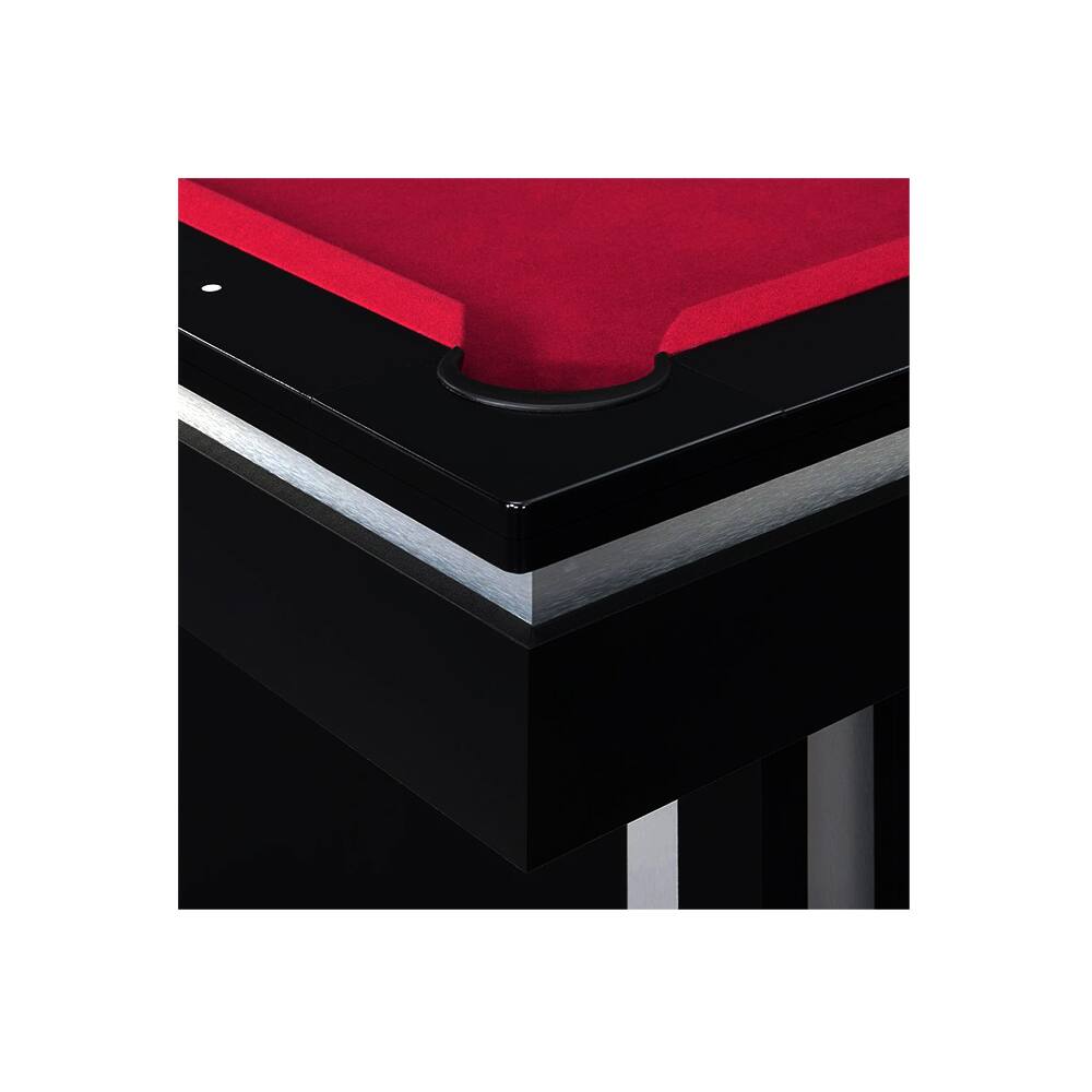 Back. Elements - Ajax Billiard Table with Balls - Black Finish with Burgundy Playfield - Black/Burgundy.