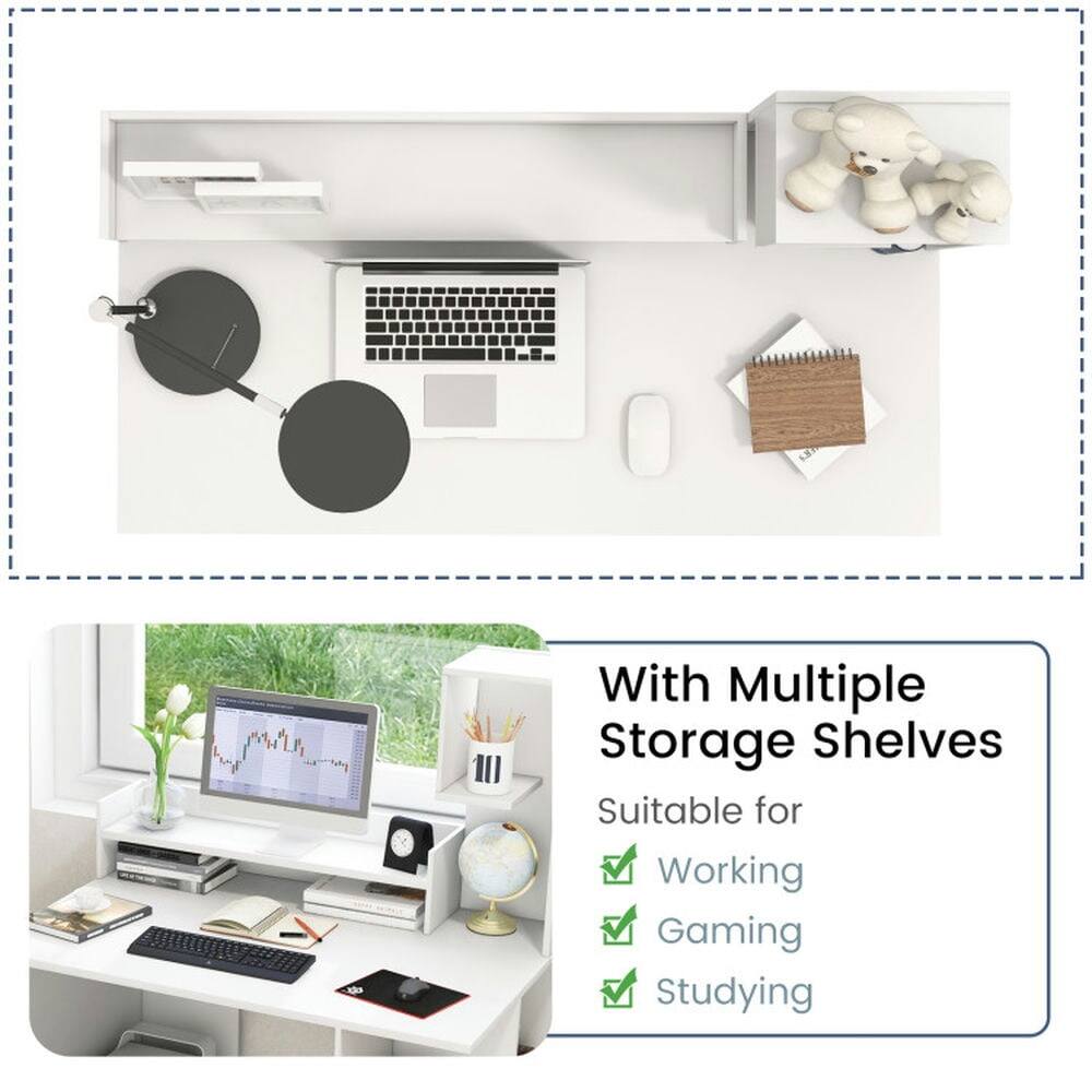 With Multiple Storage Shelves  
Suitable for  
- Working  
- Gaming  
- Studying