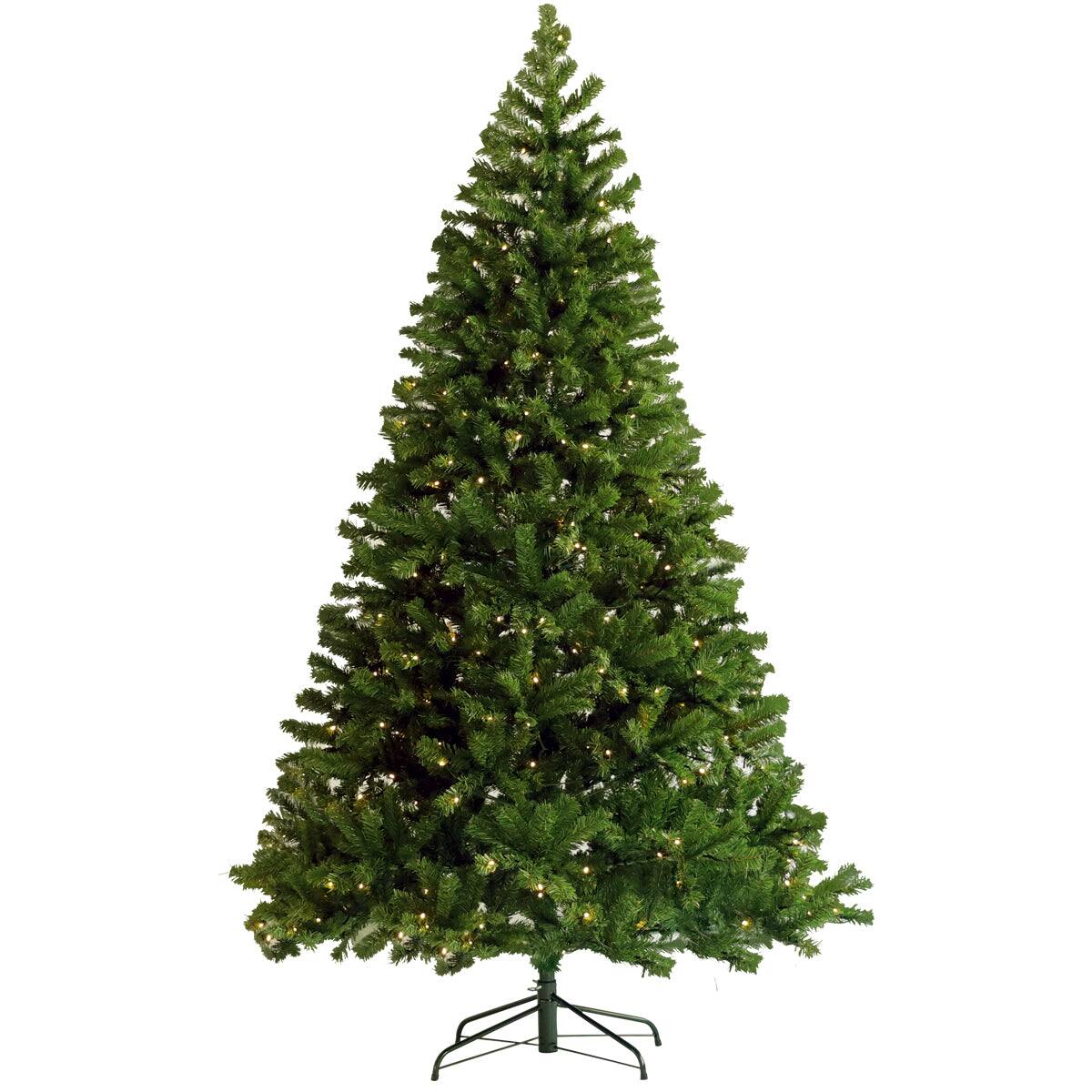 Front. BreeBe - Pre-lit Christmas Tree 6ft Artificial Hinged Xmas Tree with  Foldable Stand - Green.
