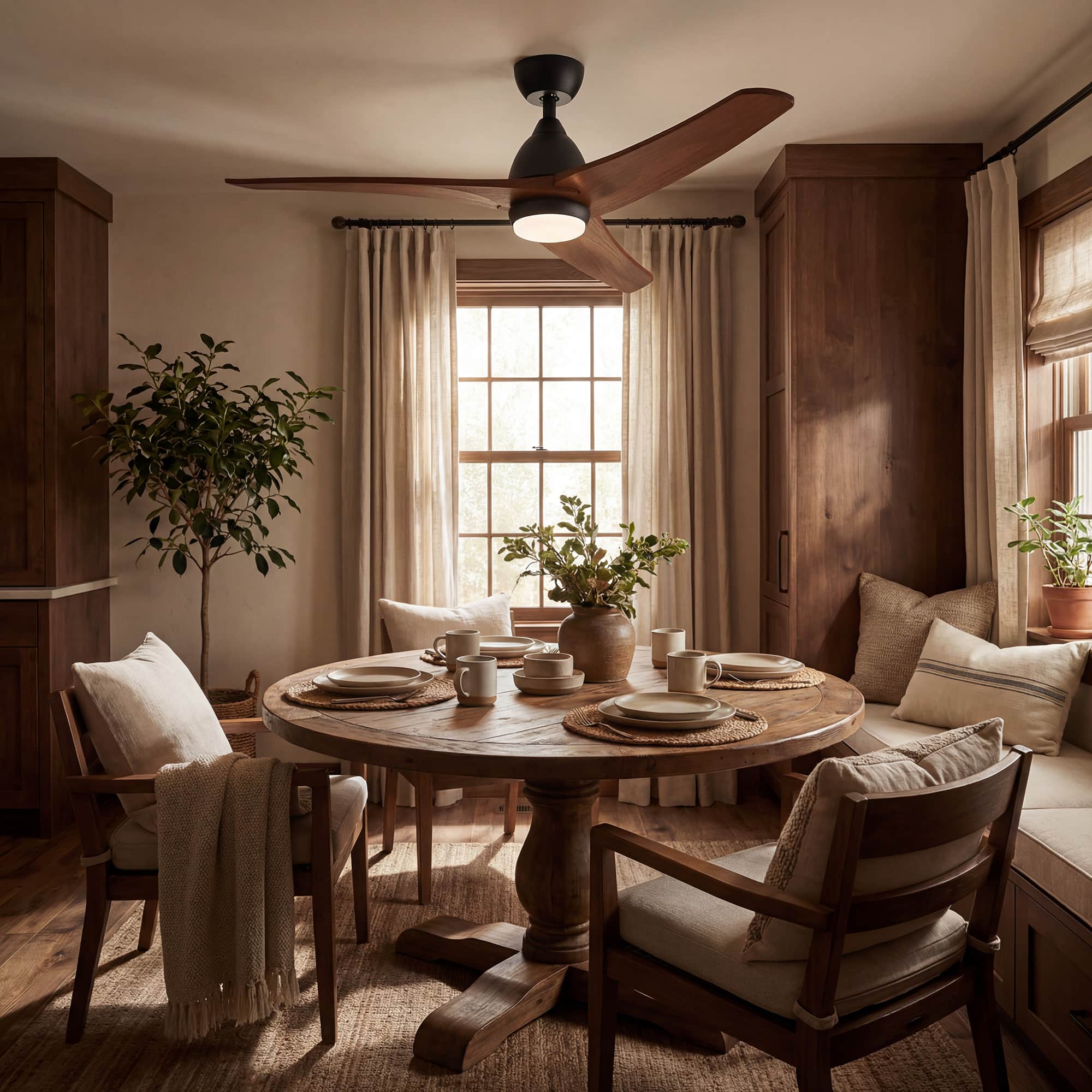 Famapy - 41-Inch Walnut Wood Ceiling Fan with Light - Smart APP & Remote Control, Reversible DC Motor for Bedroom,Home Office - Wooden