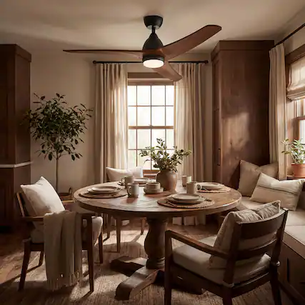 Front. Famapy - 41-Inch Walnut Wood Ceiling Fan with Light - Smart APP & Remote Control, Reversible DC Motor for Bedroom,Home Office - Wooden.