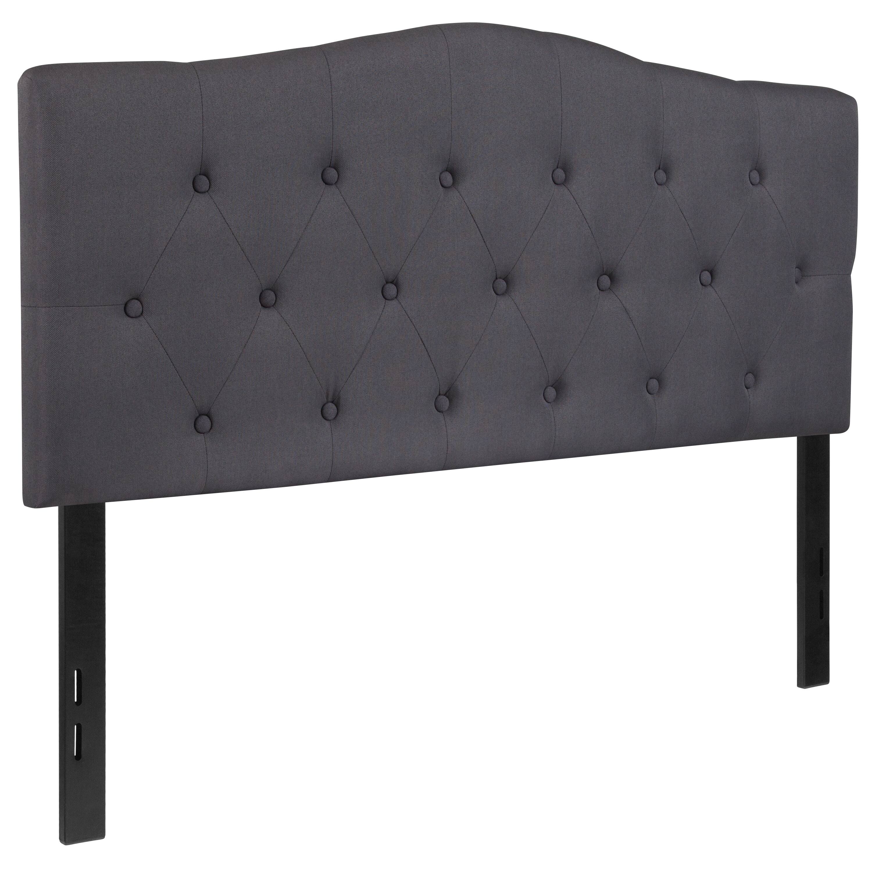 Alt View 1. Emma + Oliver - Arched Button Tufted Upholstered Headboard - Dark Gray.
