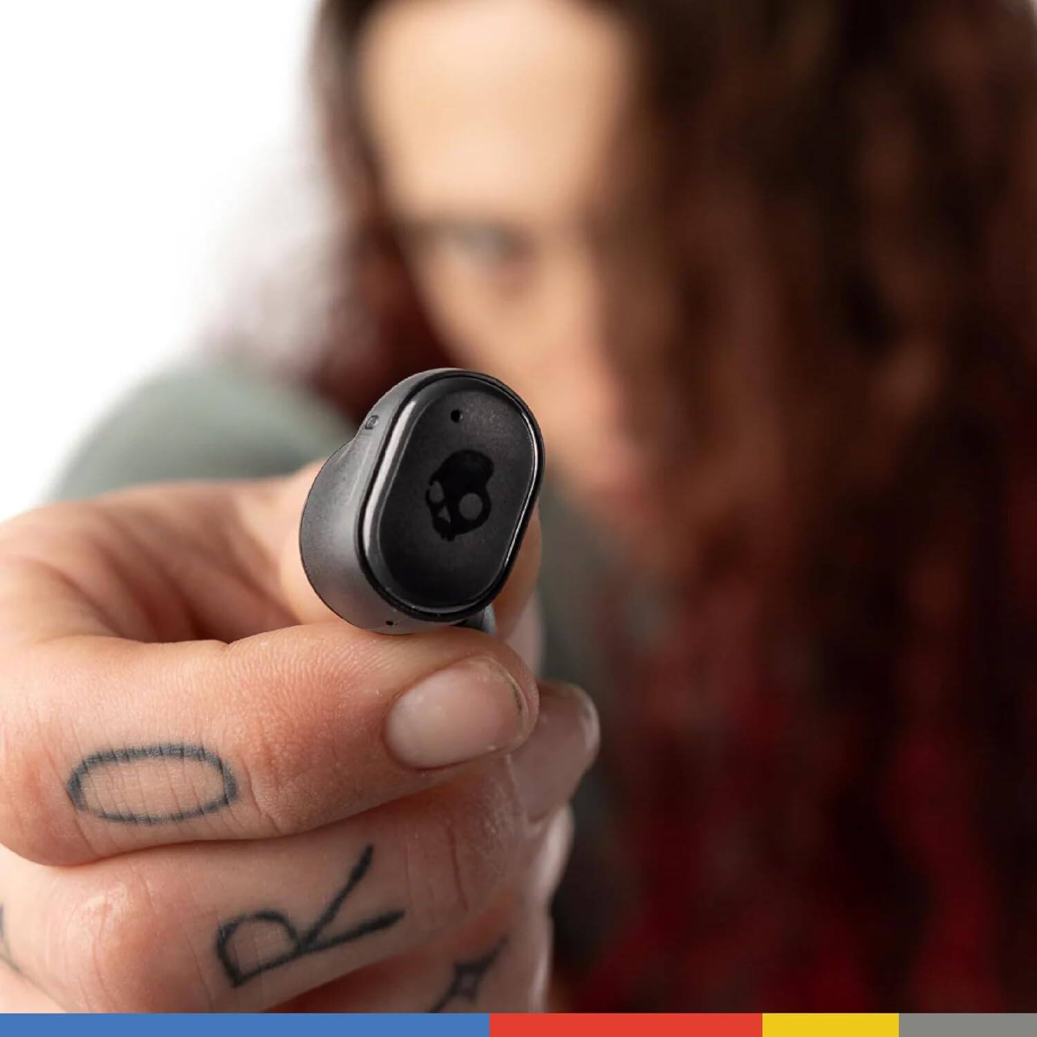 Alt View 2. Skullcandy - Grind Wireless Earbuds, Bluetooth Headphones, Up to 40 Hours Battery, Noise Isolating Fit, Customizable via Skull-iQ App - Light Grey/Blue.