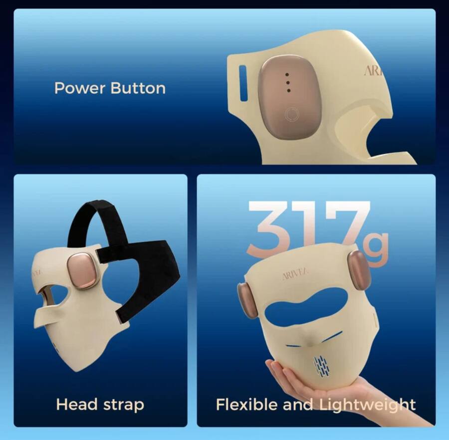 Power Button  
AR  
317g  
ARIVEL  
Head strap  
Flexible and Lightweight
