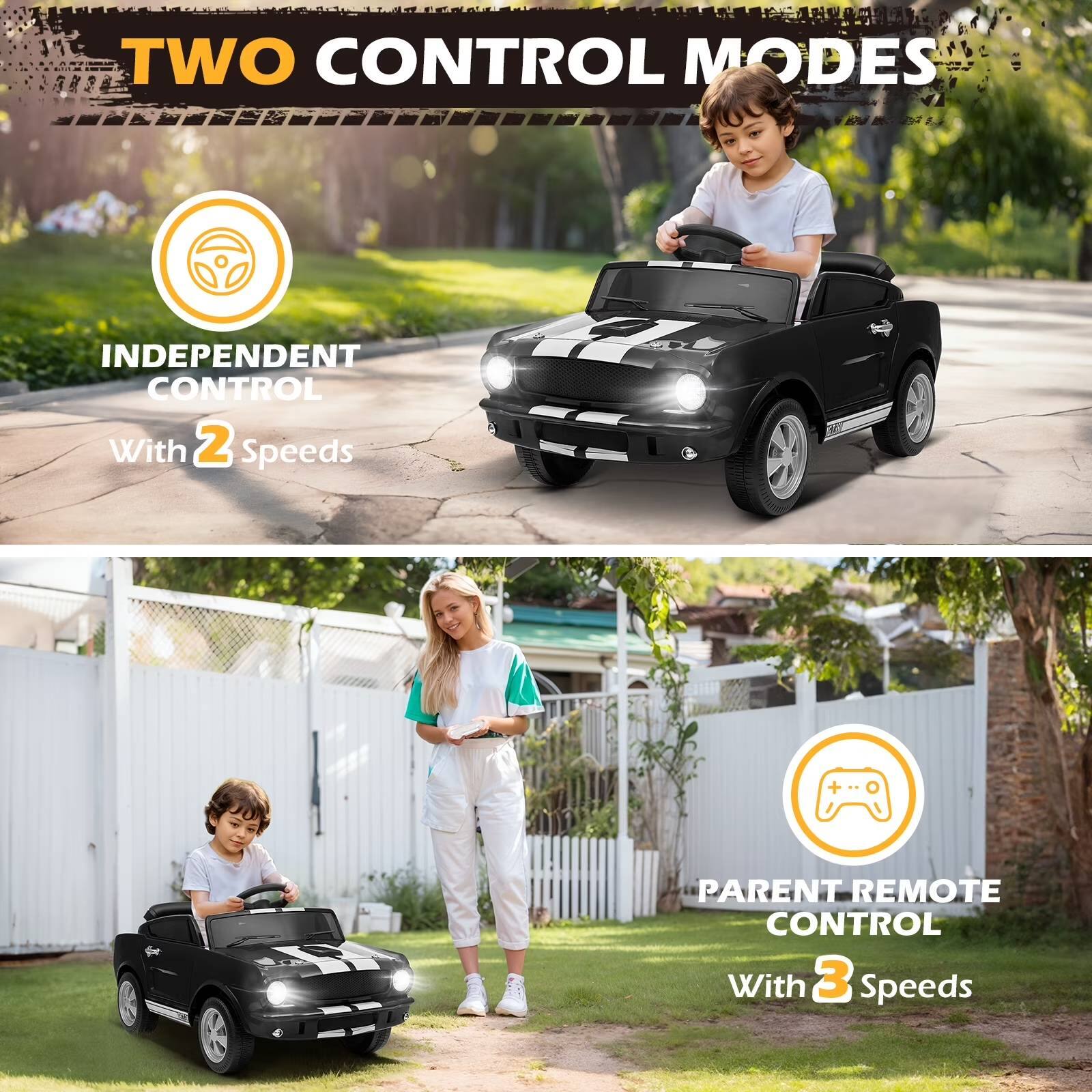 Winado 12V Licensed Shelby Electric Ride on Car, Kids Powered Ride On ...