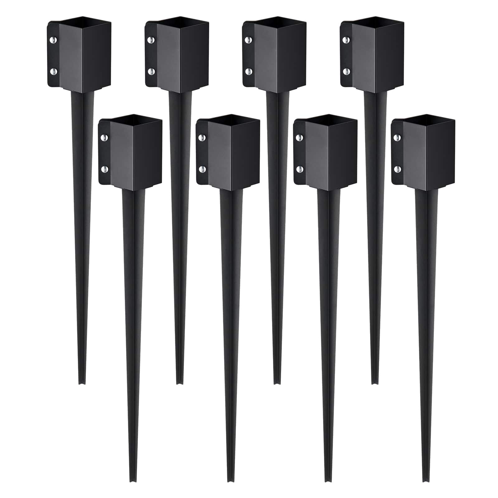 VEVOR - Fence Post Anchor Ground Spike, 8 Pack 36 x 4 x 4 Inches Outer Diameter (Inner Diameter 3.5 x3.5 Inches) - Black