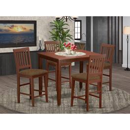 East West Furniture - BUVN5-MAH-C 5 Pc pub Table set-pub Table and 4 counter Chairs - Mahogany