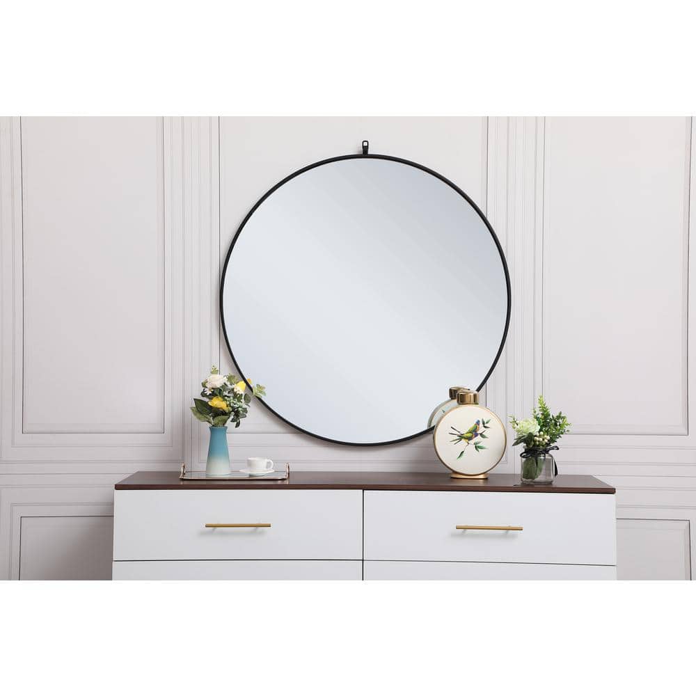 Elegant Decor - Metal frame round mirror with decorative hook 39 inch - Black price history on PriceWatchPro