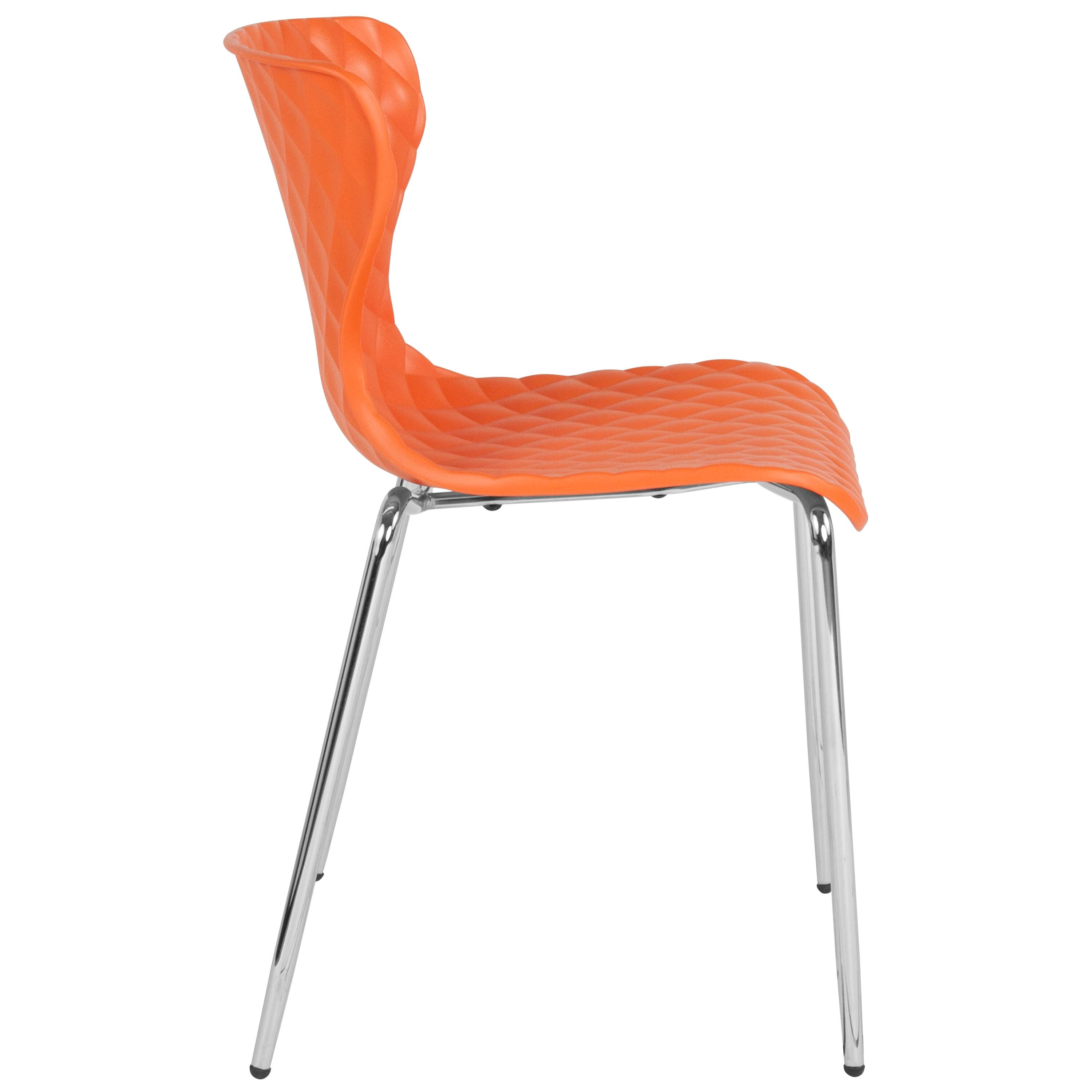 Alt View 7. Emma + Oliver - 4 Pack Contemporary Design Plastic Stack Chair - Orange.