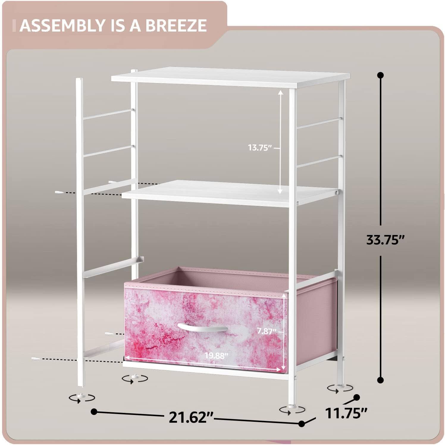 ASSEMBLY IS A BREEZE

13.75"  
33.75"  
7.87"  
19.88"  
21.62"  
11.75"
