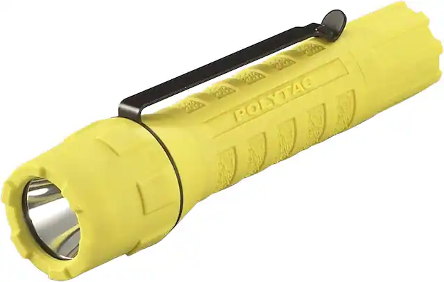 Front. Streamlight - Streamlight PolyTac Includes (2) CR123A lithium batteries Clam, Yellow.