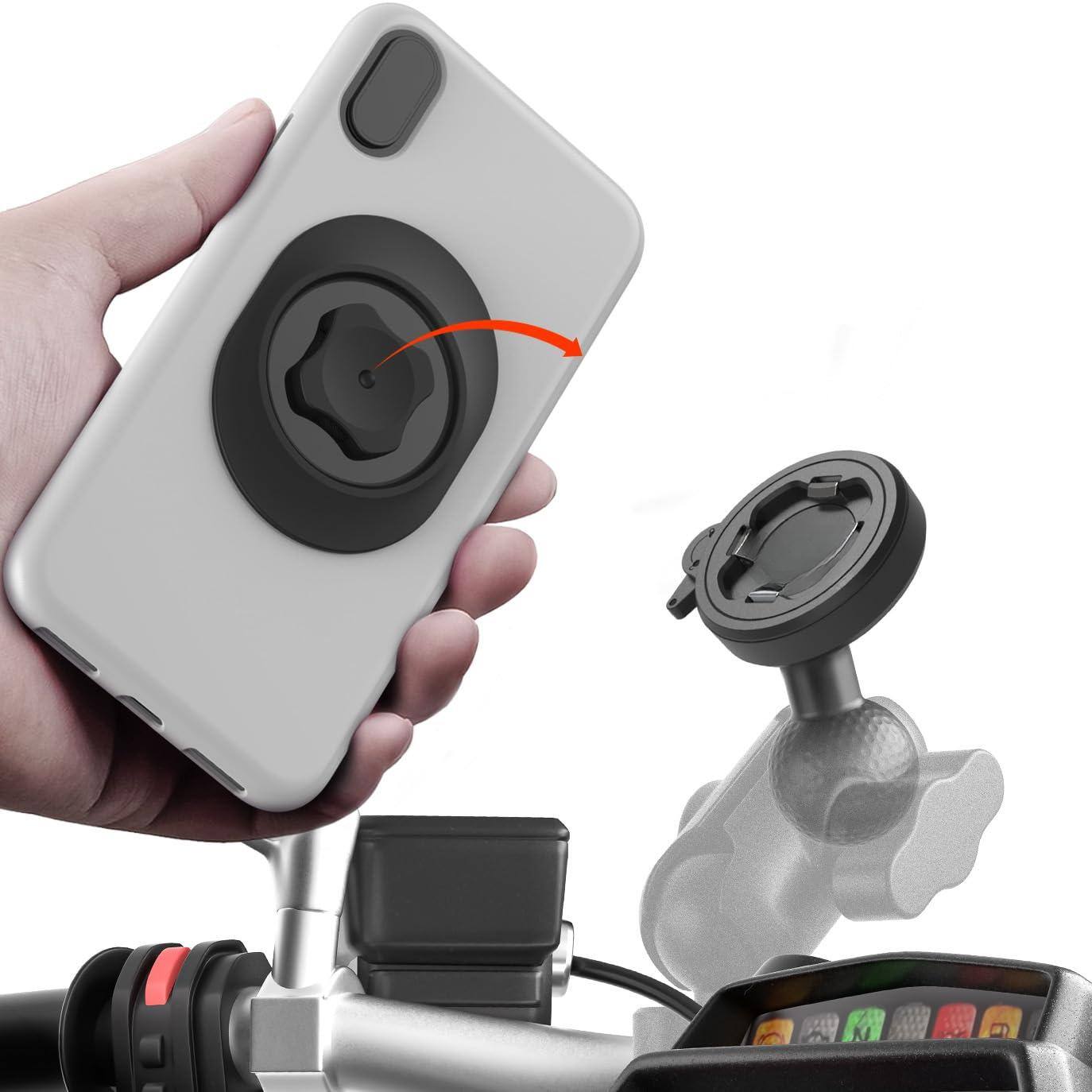 Front. VEGA AUTOMOTIVE - Universal 1 Ball Phone Moun With Vibration Dampener Module Quick Release Bike mountain Bicycle road Mtb Bik... - Black.