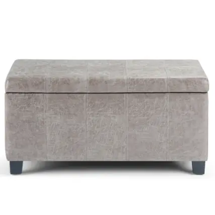 Simpli Home - Dover 36 inch Wide Contemporary Rectangle Storage Ottoman Bench - Distressed Gray Taupe